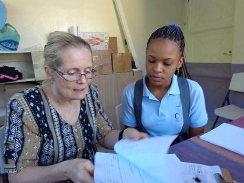 Francine Pagé from Longueuil, Quebec spent three weeks with us. She met all of our school teachers one by one to give them advice. She took a look at the tests the children did and at the correction that was made. She does a great job. She has been herself a school administrator for several years. 